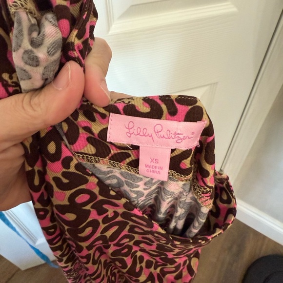 Lilly Pulitzer Sadie Leopard "Thrill of the Chaise" Drop Waist Dress size XS - Picture 5 of 5